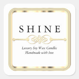 Pegatina Cuadrada Blanco y oro