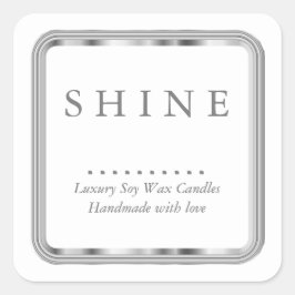 Pegatina Cuadrada Blanco y Plata