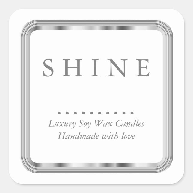 Pegatina Cuadrada Blanco y plateado (Anverso)