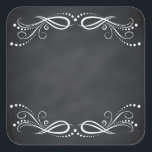 Pegatina Cuadrada Blank Faux Chalkboard Personalizar de Swirl Floral<br><div class="desc">Un pizarrón o pizarra en blanco para personalizar el texto para cada ocasión.</div>