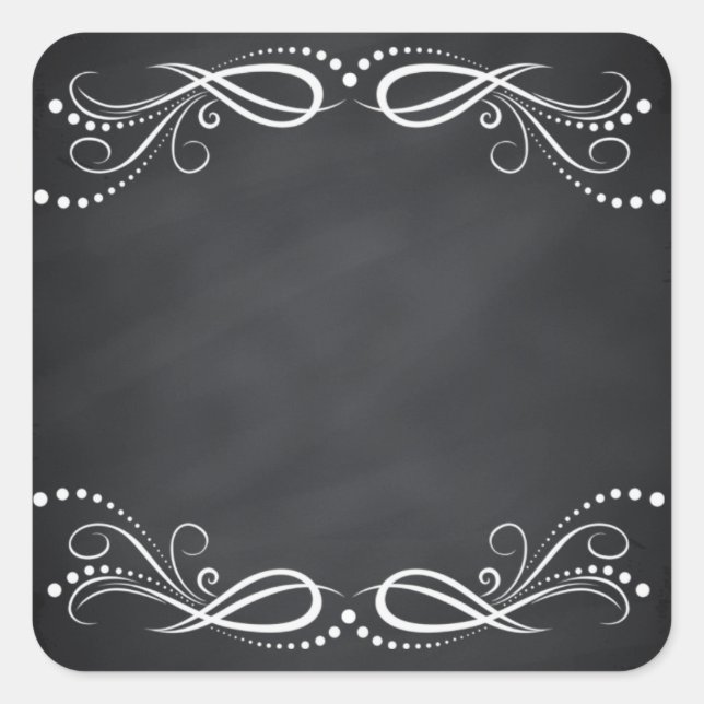 Pegatina Cuadrada Blank Faux Chalkboard Personalizar de Swirl Floral (Anverso)