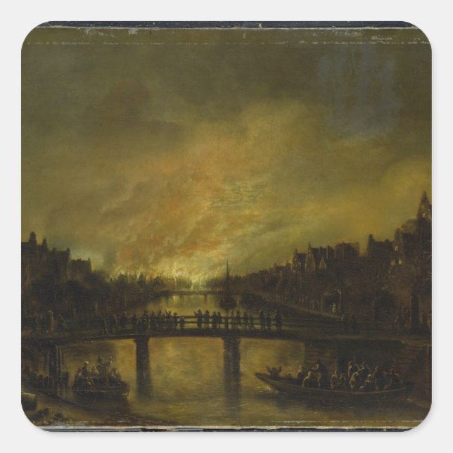 Pegatina Cuadrada Blaze en Ámsterdam (Anverso)