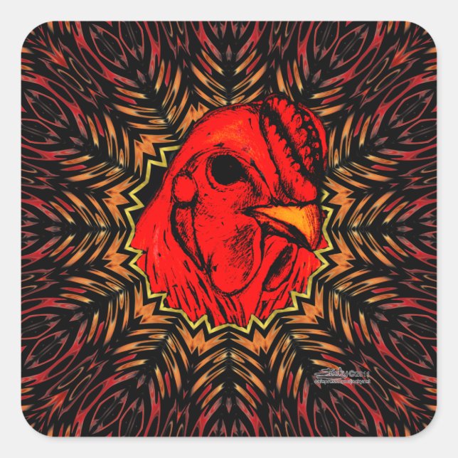 Pegatina Cuadrada Blazing Brahma (Anverso)