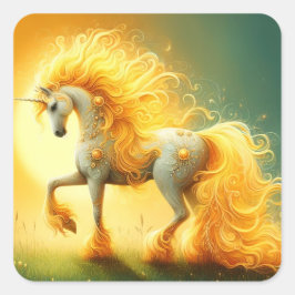 Pegatina Cuadrada Blazing Sun Unicorn