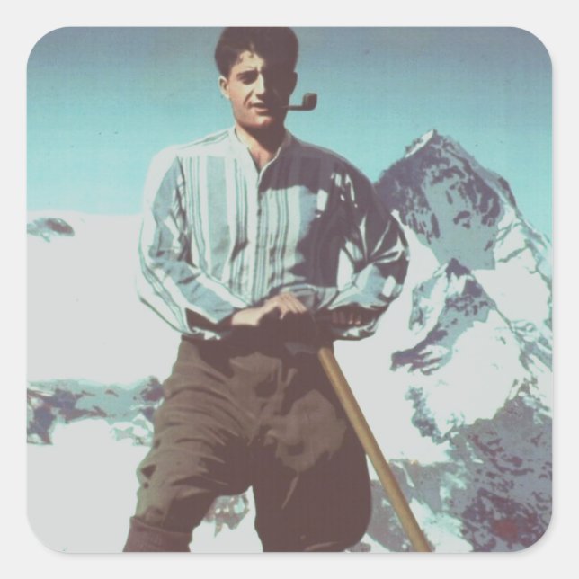 Pegatina Cuadrada Blessed Pier Giorgio Frassati (Anverso)