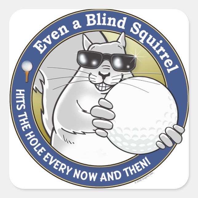 Pegatina Cuadrada Blind Squirrel Golf (Anverso)