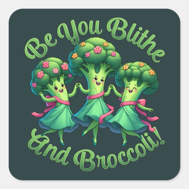 Pegatina Cuadrada Blithe Y Broccoli (Anverso)