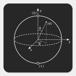 Pegatina Cuadrada Bloch Sphere Física/Matemáticas de bits cuántico