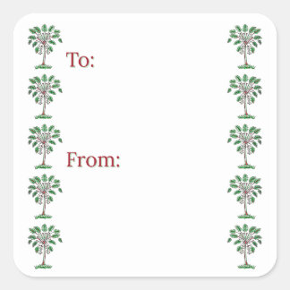 Pegatina Cuadrada Block Print Palmetto Holiday Stickers