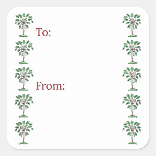Pegatina Cuadrada Block Print Palmetto Holiday Stickers (Anverso)