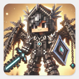 Pegatina Cuadrada Blockstyle Dragon oscuro Diamond Sword