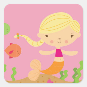 Pegatina Cuadrada Blonde Mermaid