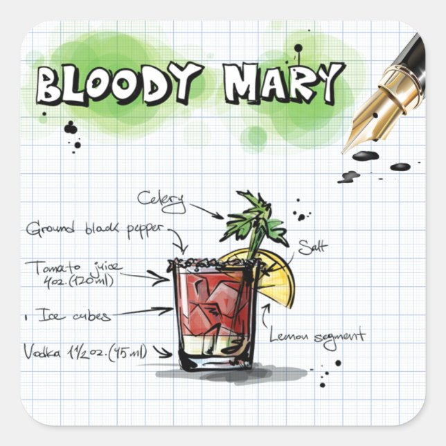 Pegatina Cuadrada Bloody Mary (Anverso)