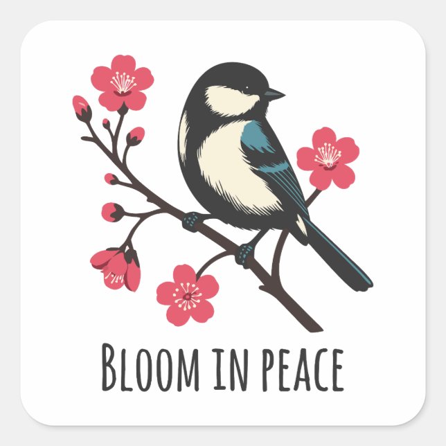 Pegatina Cuadrada Bloom en paz (Anverso)