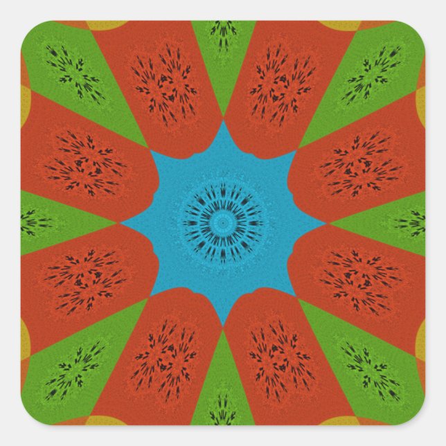 Pegatina Cuadrada Bloom Kaleidoscope Un vibrante color de impresión  (Anverso)