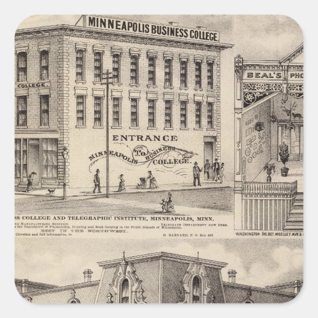 Pegatina Cuadrada Bloque de Brackett, Minnesota (Anverso)