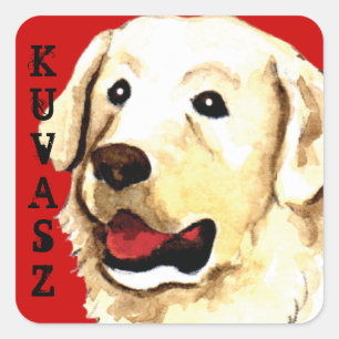 Pegatina Cuadrada Bloque de color Kuvasz