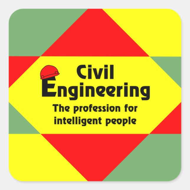 Pegatina Cuadrada Bloque de ingeniero civil inteligente (Anverso)