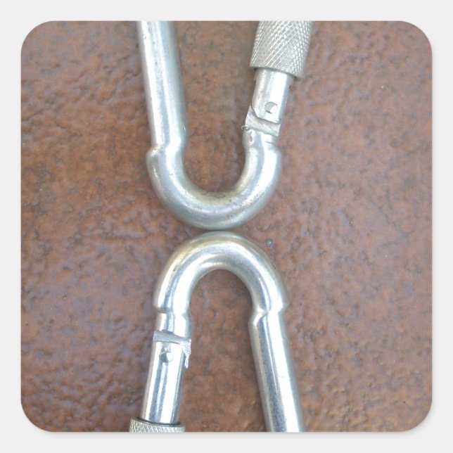 Pegatina Cuadrada Bloqueado: Diseño de bloqueo de carabinero de acer (Anverso)