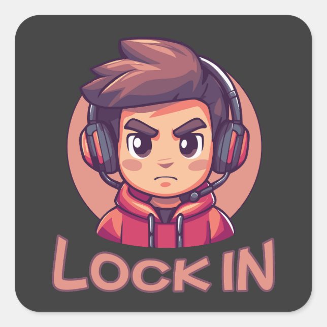 Pegatina Cuadrada Bloquear | Pro Gamer | Streamer (Anverso)