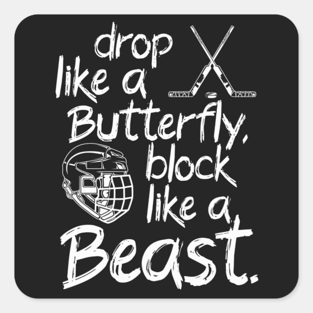 Pegatina Cuadrada Bloquee como un hockey sobre hielo (Anverso)