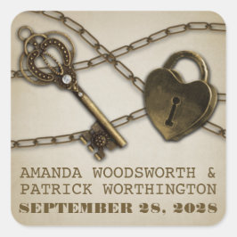 Pegatina Cuadrada Bloqueo cardíaco y esqueleto Pegatinas favoritos d