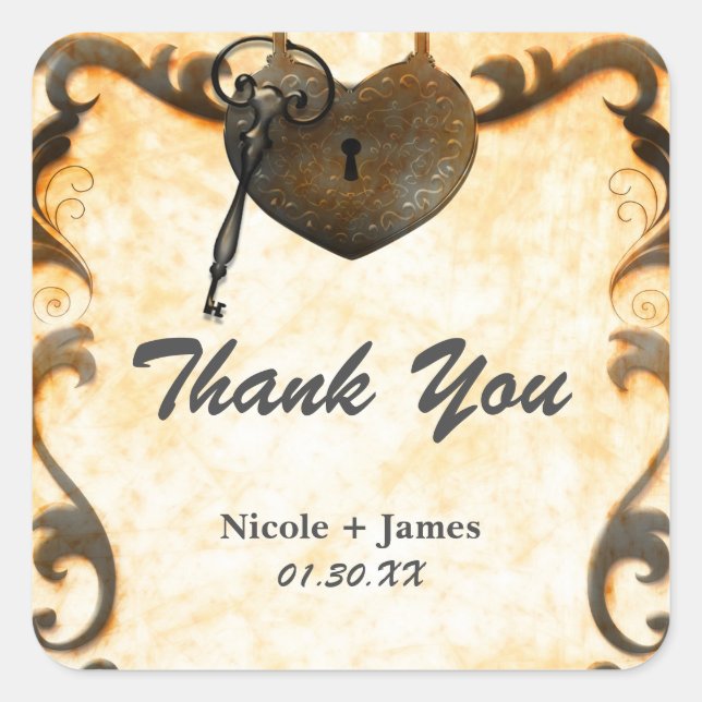 Pegatina Cuadrada Bloqueo cardíaco y pegatinas de bodas rusticas de  (Anverso)