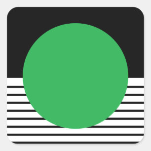 Pegatina Cuadrada Bloqueo de color blanco negro y círculo verde