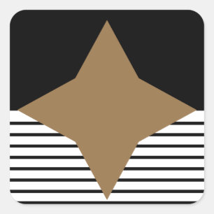 Pegatina Cuadrada Bloqueo de color blanco negro y diamante marrón