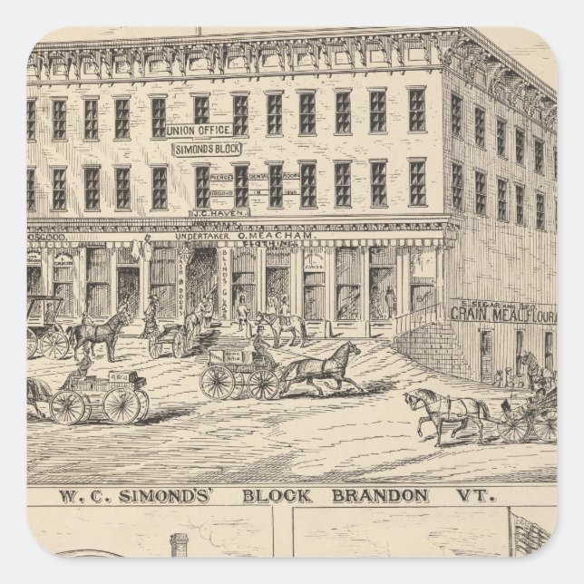 Pegatina Cuadrada Bloqueo de WC Simond en Brandon (Anverso)