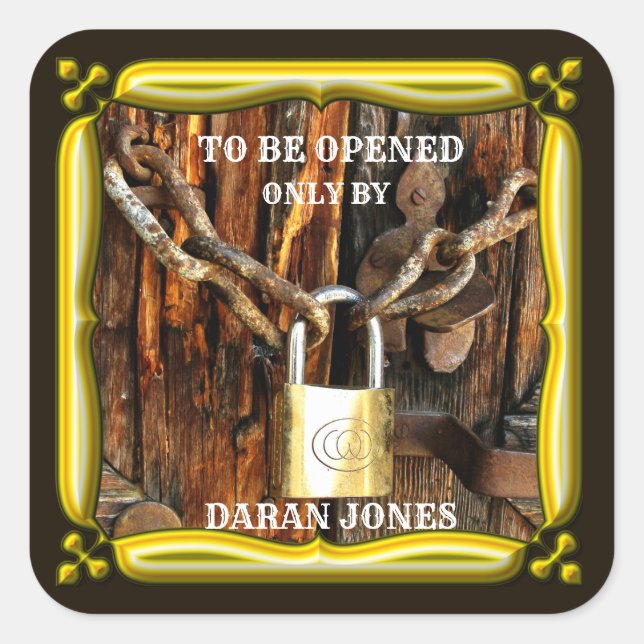 Pegatina Cuadrada Bloqueo y cadena de texto Personalizado personaliz (Anverso)