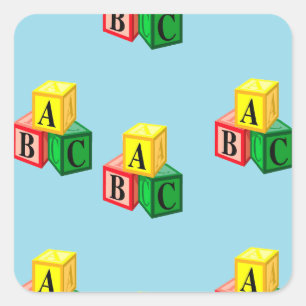 Pegatina Cuadrada bloques de alfabeto abc