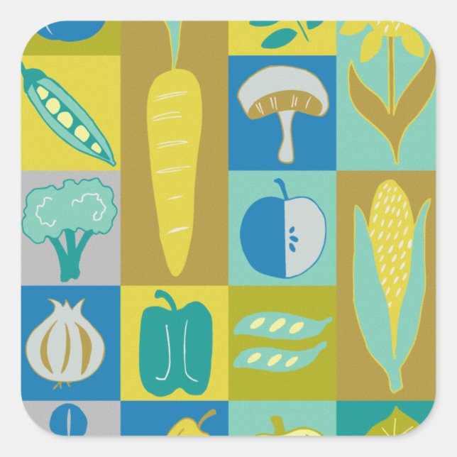 Pegatina Cuadrada Bloques de vegetación II (Anverso)