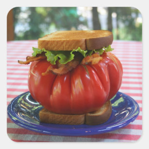 Pegatina Cuadrada BLT con tomate gigante