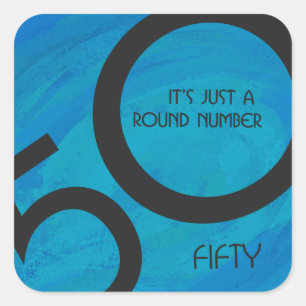 Pegatina Cuadrada Blue 50 Decade Birthday