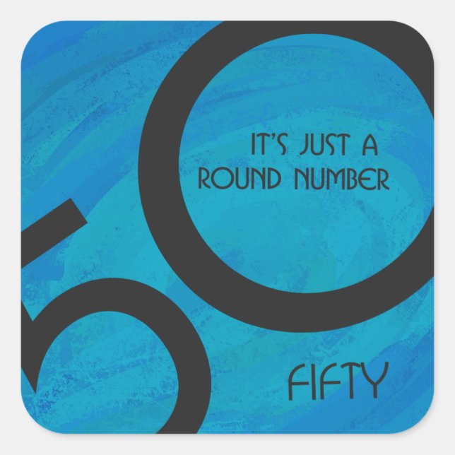 Pegatina Cuadrada Blue 50 Decade Birthday (Anverso)