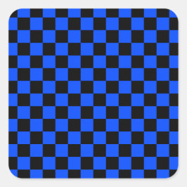 Pegatina Cuadrada Blue and black checkerboard pattern