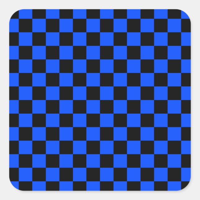 Pegatina Cuadrada Blue and black checkerboard pattern (Anverso)