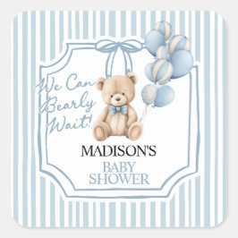 Pegatina Cuadrada Blue Bear Baby Shower