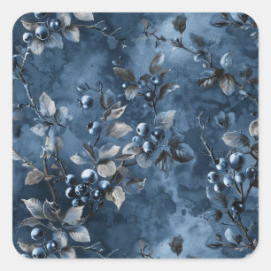 Pegatina Cuadrada Blue berries Fruit Vintage Inspiración