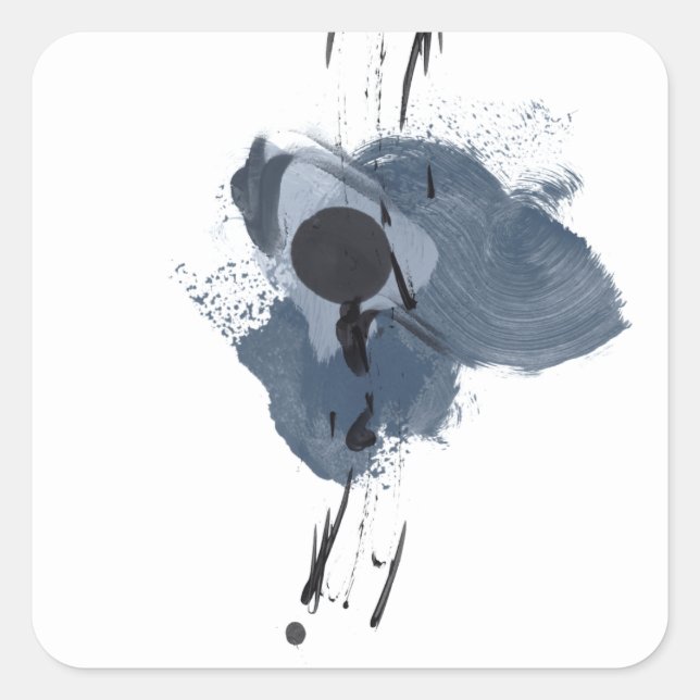 Pegatina Cuadrada Blue & Black Splash II | Blue Black Paint Splash (Anverso)