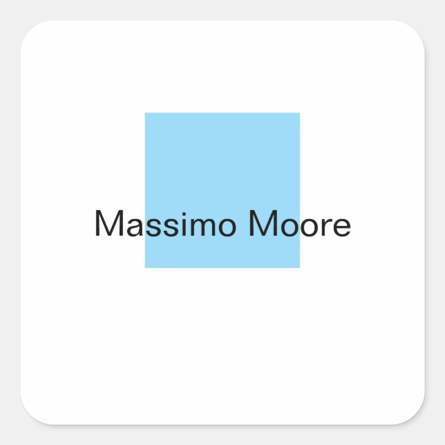 Pegatina Cuadrada Blue Black White Plain Elegant Own Name (Anverso)