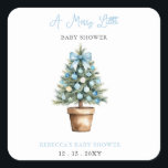 Pegatina Cuadrada Blue Bow Christmas Tree Merry Little Baby Shower<br><div class="desc">Celebra la alegría de una nueva llegada con nuestro pegatina Baby Shower de moro de niño pequeño árbol de Navidad azul. Con un maravilloso árbol de Navidad azul y elementos festivos, este adorable pegatina es perfecto para una ducha de bebé de temporada. Personalizar con tus detalles para crear una encantadora...</div>