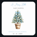 Pegatina Cuadrada Blue Bow Christmas Tree Merry Little Baby Shower<br><div class="desc">Celebra la alegría de una nueva llegada con nuestro pegatina Baby Shower de moro de niño pequeño árbol de Navidad azul. Con un maravilloso árbol de Navidad azul y elementos festivos, este adorable pegatina es perfecto para una ducha de bebé de temporada. Personalizar con tus detalles para crear una encantadora...</div>