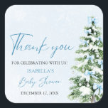 Pegatina Cuadrada Blue Bows Christmas Tree Boy Winter Baby Shower<br><div class="desc">El Pegatina Baby Shower Blue Bows Christmas Tree Boy Winter es una encantadora adición a tu decoración de ducha de bebé de invierno! Con un suave arco azul y un árbol de Navidad festivo, este pegatina le aporta un toque acogedor y estacional a su celebración. Perfecto para decorar favores, invitaciones...</div>