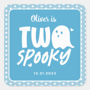 Pegatina Cuadrada Blue Boy Two Spooky Halloween 2º cumpleaños