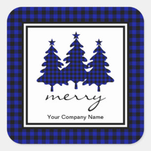 Pegatina Cuadrada Blue Buffalo Check Pine Trees Company