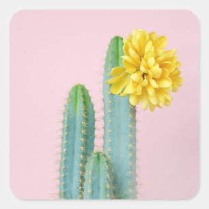 Pegatina Cuadrada Blue Cactus Trio