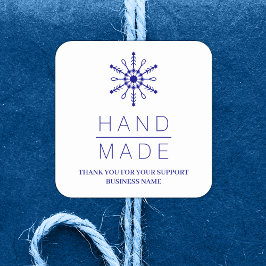 Pegatina Cuadrada Blue Christmas Modern Snowflake for Business