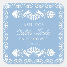 Pegatina Cuadrada Blue Cielito Lindo Boy Baby Shower Sticker